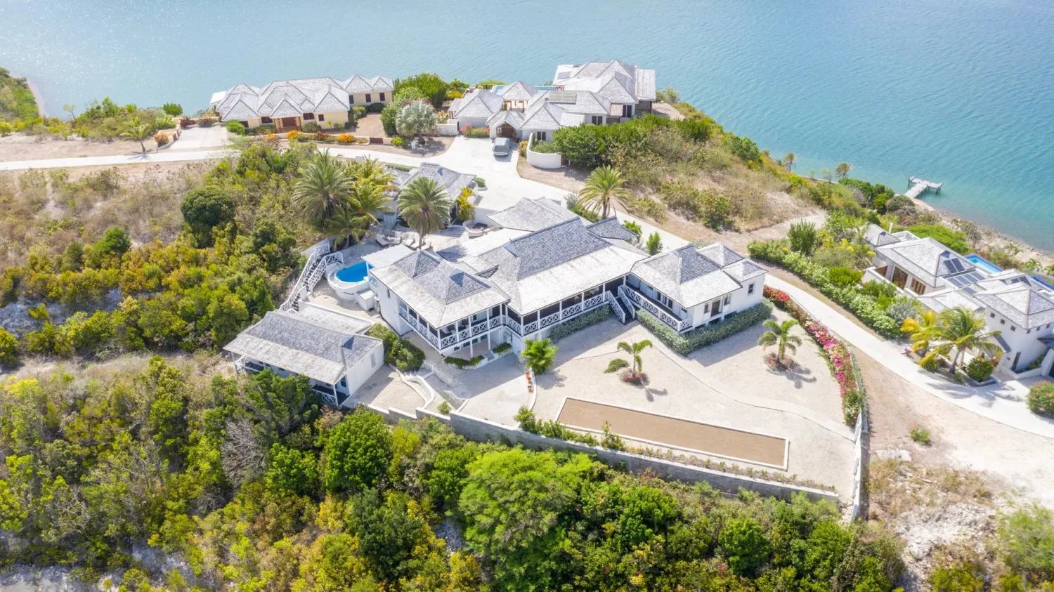 Hillside villas above the turquoise water of Nonsuch Bay, Antigua