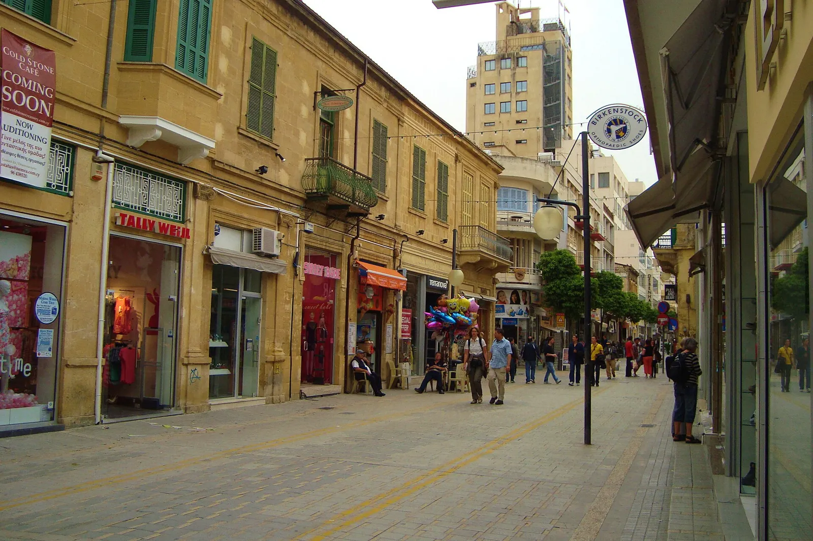 Shops and pedestrians on Ledra Street in central Nicosia, Cyprus