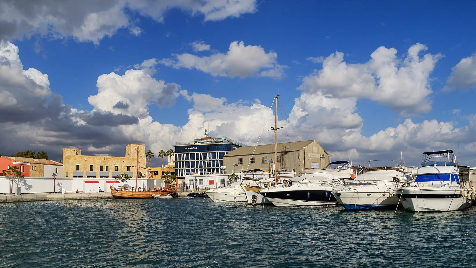 Yachts moored at Limassol Marina in Cyprus on a sunny day