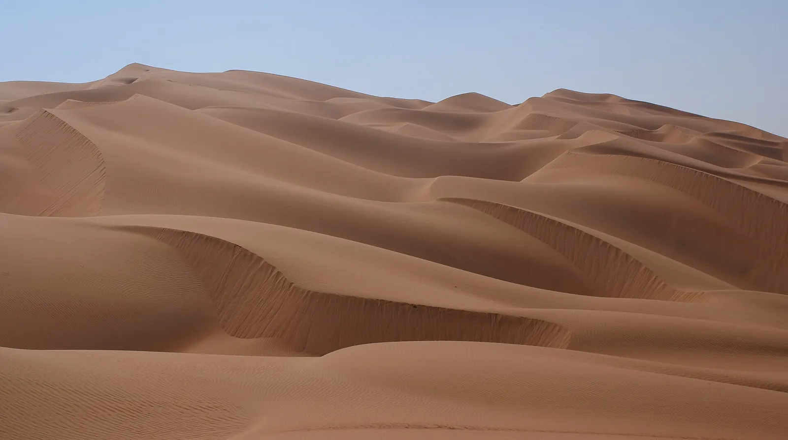 Wind-sculpted sand dunes in the Rub' al Khali, the Empty Quarter of Arabia