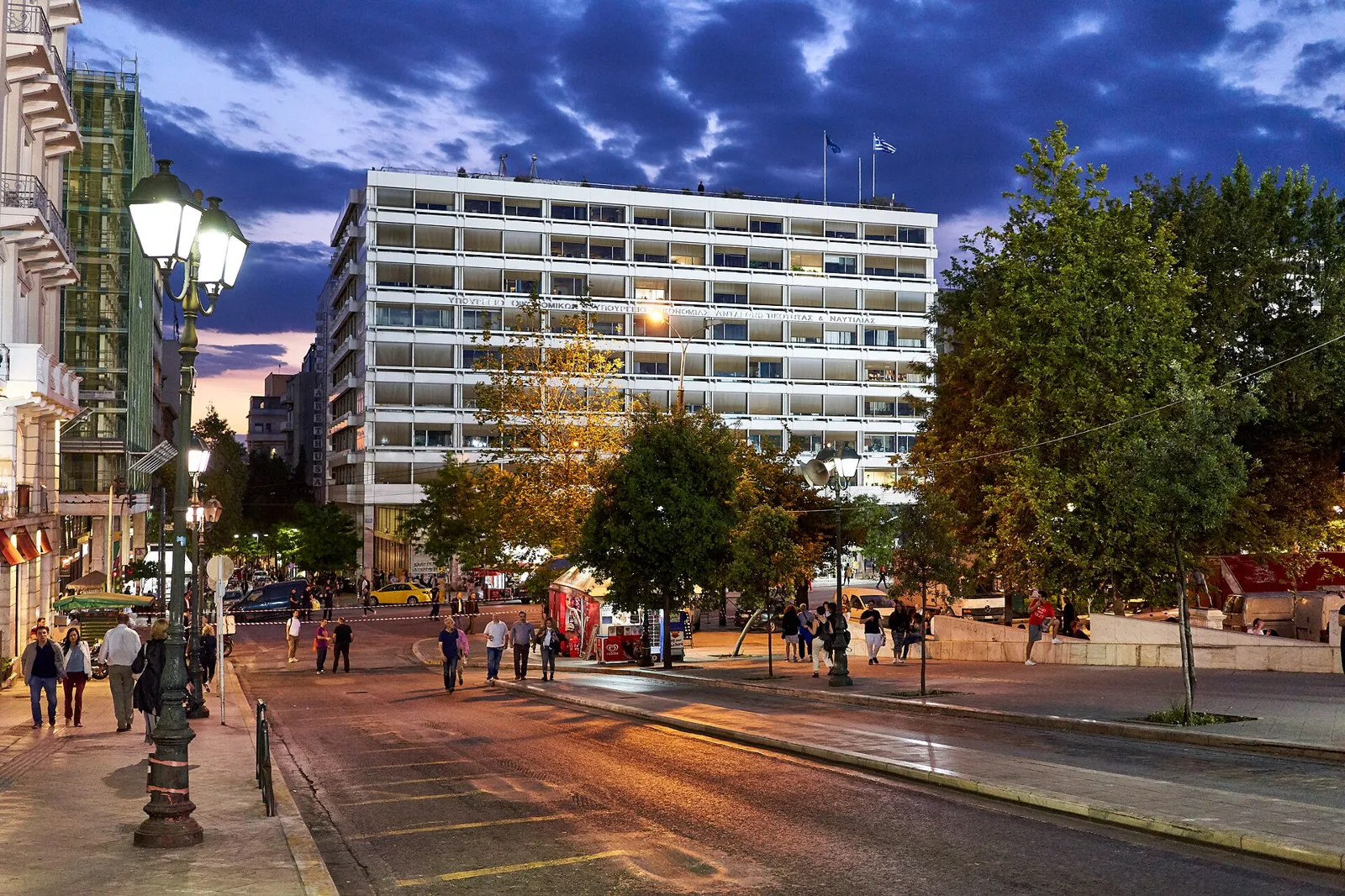 The Hellenic Ministry of Finance building seen from Othonos Street in Athens