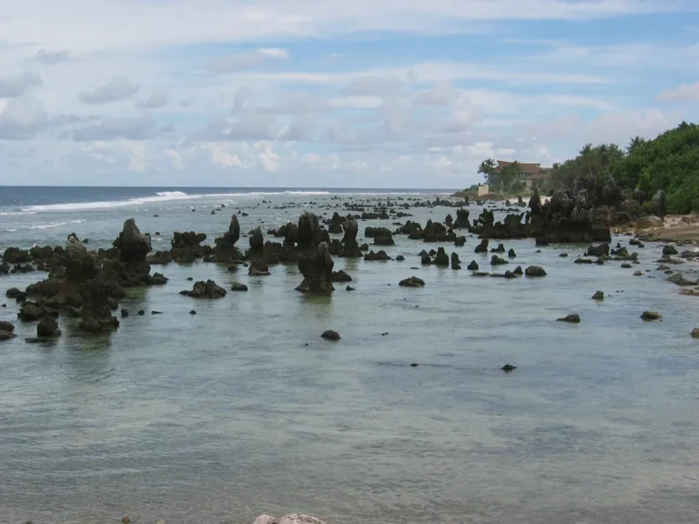 Coral pinnacles along the reef coastline of Nauru in the Pacific